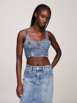 Crop top moulant coupe bustier en denim | Denim | Tommy Hilfiger